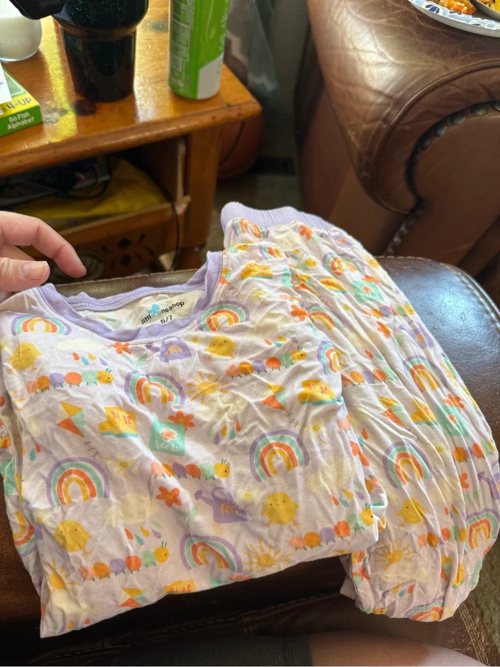 Carter's Pastel Rainbow & Chicks Girls Pajama Set - Lavender